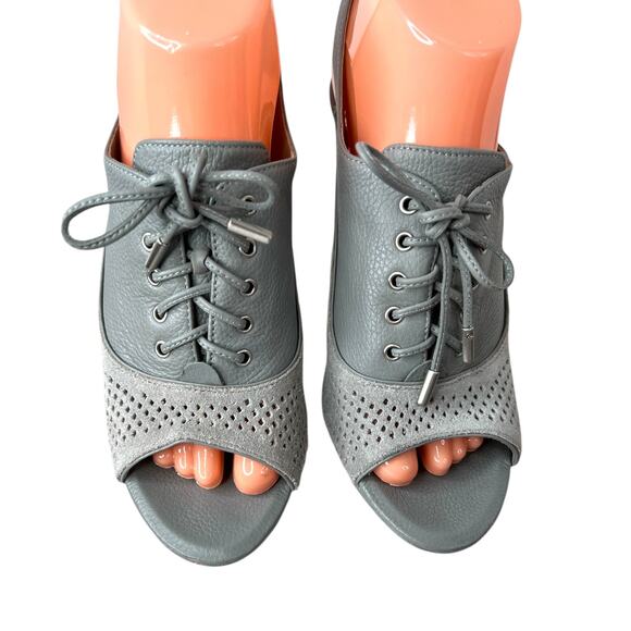 Kenneth Cole New York Perforated Leather Slingback Heels in Gray Women's Sz 7.5M - Picture 8 of 16
